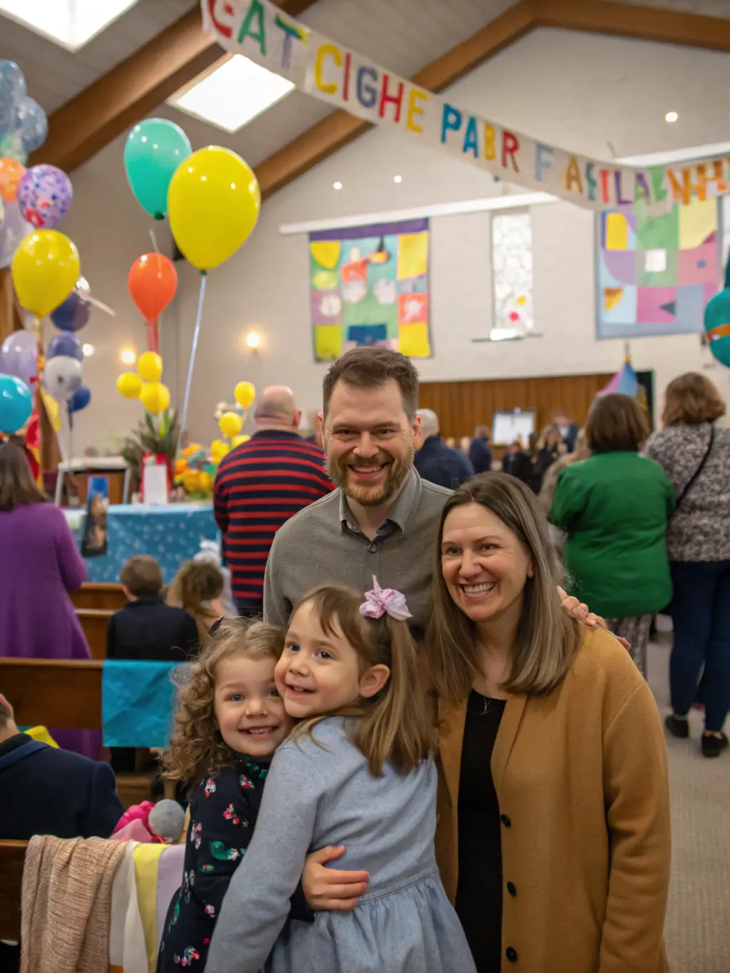 A photograph of a community event held at the Sainte Anastasie church, showing people gathered and engaged in cultural activities. This represents the 'Community Engagement' collection.